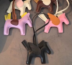 Luxury Black on Black Winged Flying Horse Bag Charm RARE